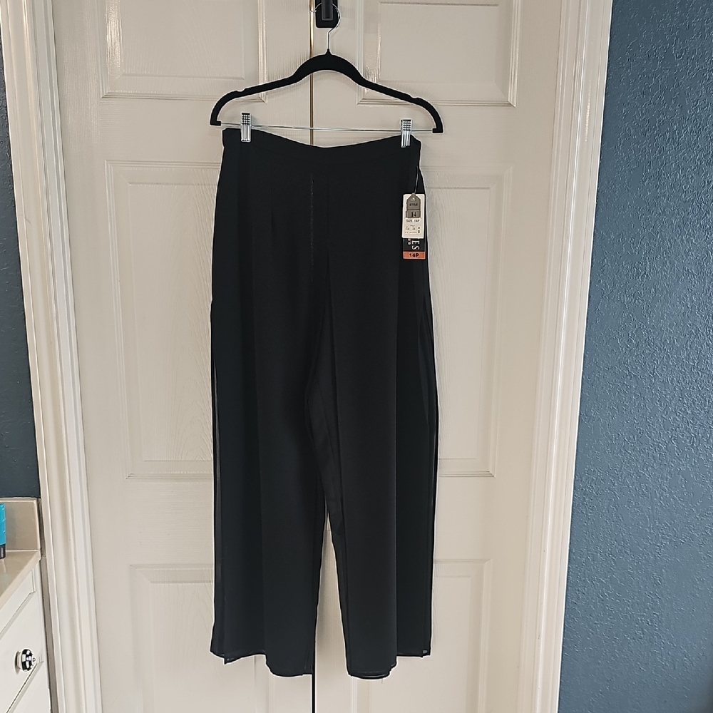 NWT J.R. Nites 14P  Wide Leg Lined Palazzo Pants Black Dressy Wedding
